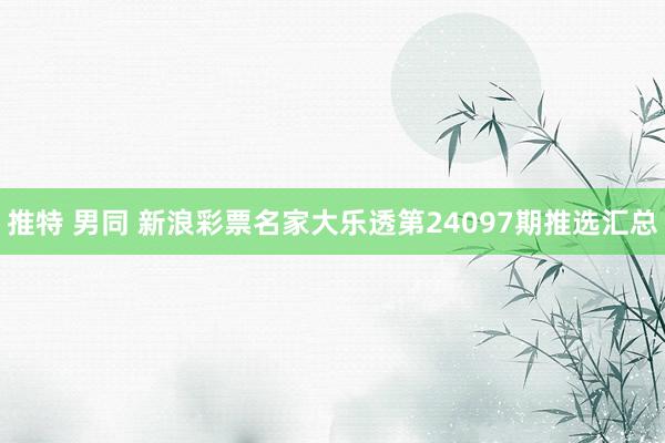 推特 男同 新浪彩票名家大乐透第24097期推选汇总