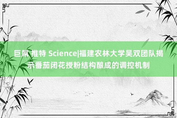 巨屌 推特 Science|福建农林大学吴双团队揭示番茄闭花授粉结构酿成的调控机制