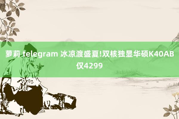 萝莉 telegram 冰凉渡盛夏!双核独显华硕K40AB仅4299