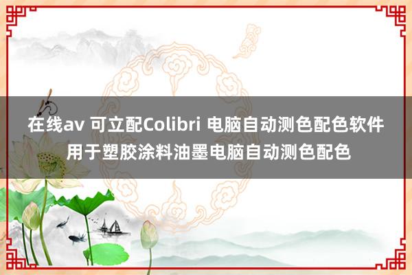 在线av 可立配Colibri 电脑自动测色配色软件 用于塑胶涂料油墨电脑自动测色配色